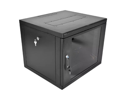 [Монтажное оборудование] ЦМО Шкаф телекоммуникационный настенный сварной 9U (600 x 350) съёмные стенки, дверь стекло, чёрный, ШРН-9.350-9005