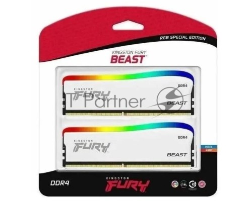 Оперативная память DDR 4 DIMM 32Gb PC28800, 3600Mhz, Kingston FURY Beast White RGB SE (Kit of 2), CL16 (KF436C18BWAK2/32) (retail)