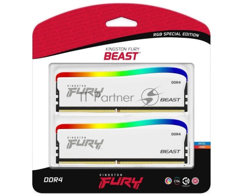 Оперативная память DDR 4 DIMM 32Gb PC28800, 3600Mhz, Kingston FURY Beast White RGB SE (Kit of 2), CL16 (KF436C18BWAK2/32) (retail)