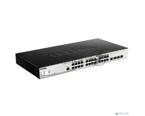 Управляемый коммутатор D-Link DGS-1210-28P/ME/B2A 2 уровня с 24 портами 10/100/1000Base-T и 4 портами 1000Base-X SFP (24 порта с поддержкой PoE 802.3af/802.3at (30 Вт), PoE-бюджет 193 Вт)