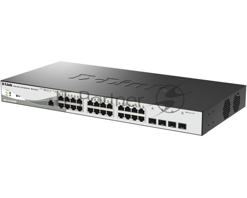 Управляемый коммутатор D-Link DGS-1210-28P/ME/B2A 2 уровня с 24 портами 10/100/1000Base-T и 4 портами 1000Base-X SFP (24 порта с поддержкой PoE 802.3af/802.3at (30 Вт), PoE-бюджет 193 Вт)