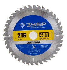 Пильный диск Зубр 36903-216-30-40_z01,  по дереву,  216мм,  1.8мм, 30мм, 1