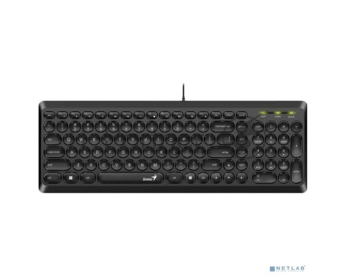 Клавиатура проводная мультимедийная Genius SlimStar Q200. 12 мультимидийных клавиш, тонкие клавиши, USB, поддержка приложения Genius Key support, кабель  1.5