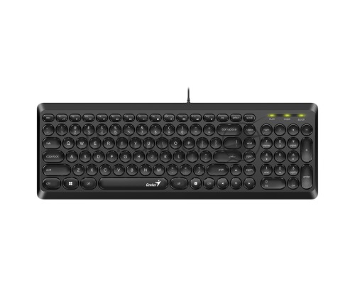 Клавиатура проводная мультимедийная Genius SlimStar Q200. 12 мультимидийных клавиш, тонкие клавиши, USB, поддержка приложения Genius Key support, кабель  1.5