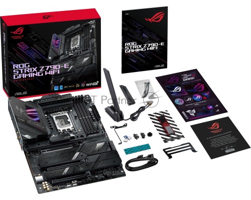Материнская плата ASUS ROG STRIX Z790-E GAMING WIFI, LGA 1700, Intel Z790, 4xDDR5, 4xSATA, 5xM.2, 1xPCI-E 5.0 x16, 2xPCI-E 4.0 x4, 1xHDMI, 1xDisplayPort, 1x 2.5Gb LAN, 6xUSB-A 3.2 Gen 2, 4xUSB-A 3.2 Gen 1, 5x3.5 мм, 7.1, Standard-ATX