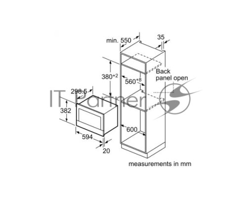 Микроволновая печь Siemens BE634LGS1M iQ700 Встраиваемая, 382 x 594 x 318 21л 900W гриль TouchControl 10 автопрограмм открытие двери с кнопки