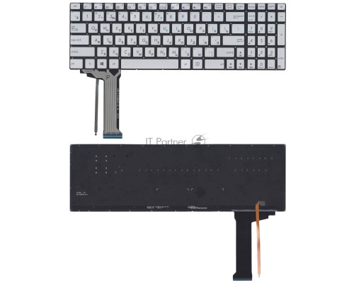 Клавиатура для ноутбука Asus N551 серая с подсветкой