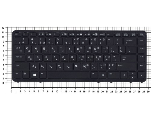 Клавиатура для ноутбука HP EliteBook 840 G1 G2 черная c рамкой без указателя и без подсветки