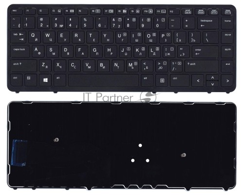 Клавиатура для ноутбука HP EliteBook 840 G1 G2 черная c рамкой без указателя и без подсветки
