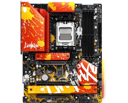 Материнская плата ASRock B650 LiveMixer, Socket AM5, AMD B650, 4xDDR5-5200, HDMI+DP, 3xPCI-Ex16, 2xSATA3(RAID 0/1/10), 3xM.2, 8 Ch Audio, 1x2.5GLan, (8+4)xUSB2.0, (5+4)xUSB3.2, (1+1)xUSB3.2 Type-C™, ATX, RTL, {5}