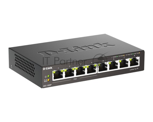 Коммутатор D-Link DGS-1008P/F1A 8G 4PoE+ 80W неуправляемый