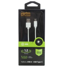 Кабель Cactus CS-USB.A.USB.C-1.2 USB (m)-USB Type-C (m) 1.2м белый блистер