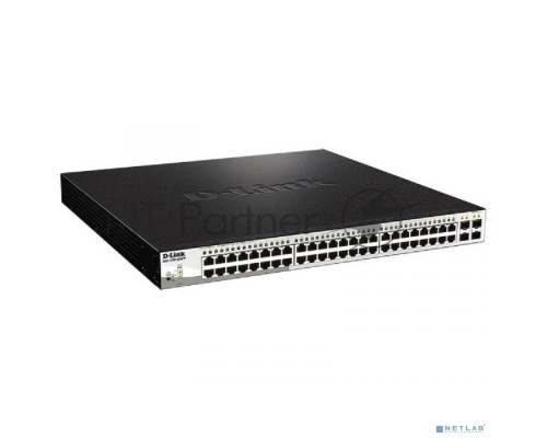 Настраиваемый коммутатор D-Link DGS-1210-52MPP/E2A PROJ WebSmart с 48 портами 10/100/1000Base-T и 4 портами 1000Base-X SFP (порты 1-48 с поддержкой PoE 802.3af/802.3at (30 Вт), PoE-бюджет 740 Вт)