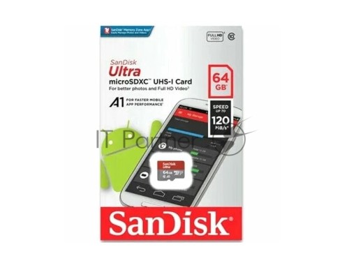 Флеш карта microSD 64GB SanDisk microSDXC Class 10 Ultra UHS-I A1 140MB/s