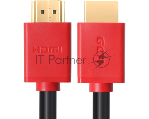 Кабель GCR 2.0m HDMI версия 1.4, черный, красные коннекторы, OD7.3mm, 30/30 AWG, позолоченные контакты, Ethernet 10.2 Гбит/с, 3D, 4K GCR-HM450-2.0m, экран