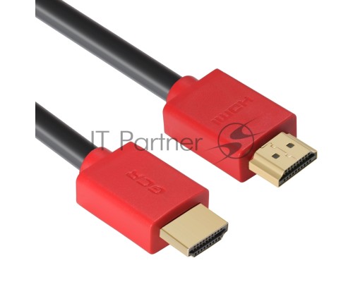 Кабель GCR 2.0m HDMI версия 1.4, черный, красные коннекторы, OD7.3mm, 30/30 AWG, позолоченные контакты, Ethernet 10.2 Гбит/с, 3D, 4K GCR-HM450-2.0m, экран