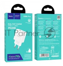 Зарядное устройство HOCO C80A Plus Rapido PD20W+QC3.0, 1xType-C, 1xUSB, белый