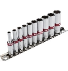 Rexant (12-8318) Набор удлиненных торцевых головок 1/4, шестигранные, CrV, 10 шт., 4-13мм