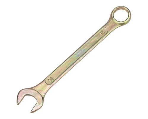 [Ключи, наборы Rexant, Kranz] Rexant (12-5810-2) Ключ комбинированный 15мм, желтый цинк 