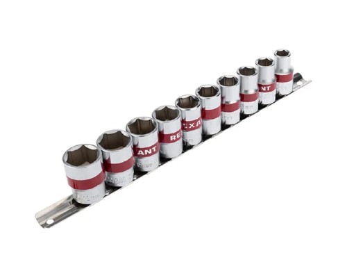 [Ключи, наборы Rexant, Kranz] Rexant (12-8306) Набор торцевых головок 1/2, шестигранные, CrV, 10 шт., 10-22мм