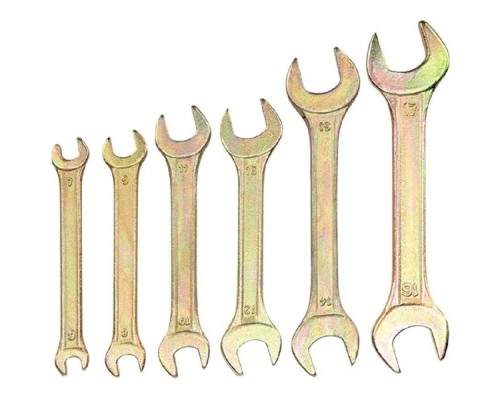[Ключи, наборы Rexant, Kranz] Rexant (12-5843-2) Набор ключей рожковых (6х7-16х17мм), 6 шт, желтый цинк