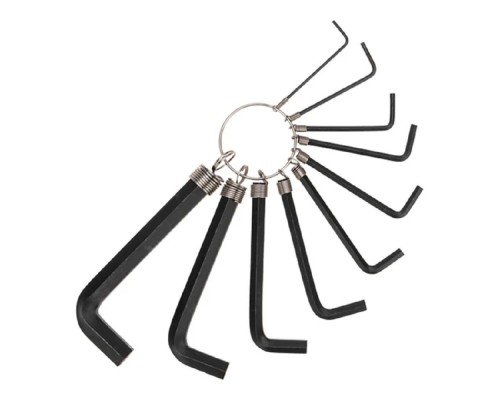 [Ключи, наборы Rexant, Kranz] Kranz (KR-12-5201) Набор ключей имбусовых HEX 1,5-10 мм, CrV, 10 шт., оксидированные, на кольце