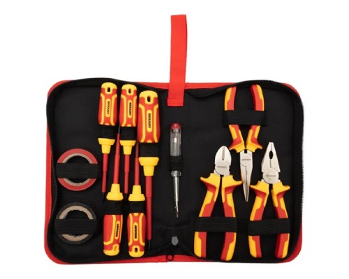 [Наборы ручного инструмента] Rexant (12-4692-3) Набор диэлектрического инструмента RI-02, тканевый пенал, 11 предметов, до 1000В