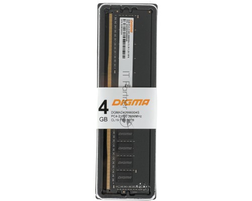 Оперативная память Digma 4Gb DDR4 2666MHz DIMM DGMAD42666004S RTL PC4-21300 CL19 DIMM 288-pin 1.2В single rank