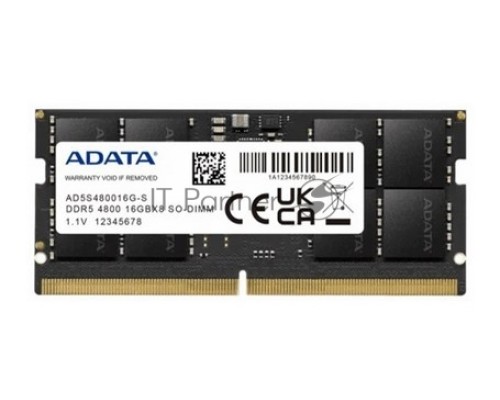 Оперативная память ADATA 16GB DDR4 SODIMM DDR5  4800 1x16 ГБ (AD5S480016G-S)