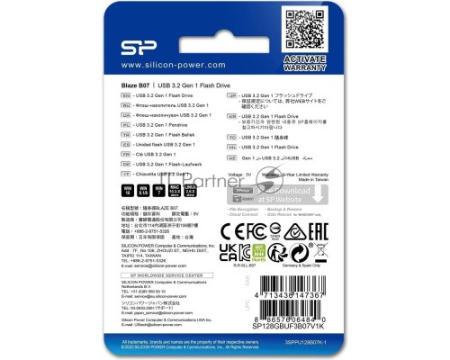 Флеш диск Silicon Power 128GB Blaze B07 Type-A USB 3.2 Gen 1, Black Флеш диск Silicon Power 128GB Blaze B07 Type-A USB 3.2 Gen 1, Black
