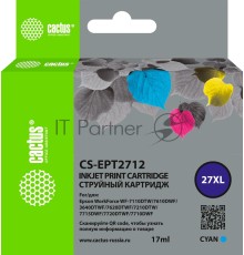 Картридж струйный Cactus CS-EPT2712 27XL голубой (17мл) для Epson WorkForce WF-3620/3640/7110/7210