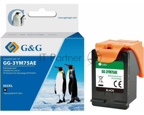 Картридж струйный G&G GG-3YM75AE 653 черный (6мл) для HP DeskJet Plus Ink Advantage 6075/6475