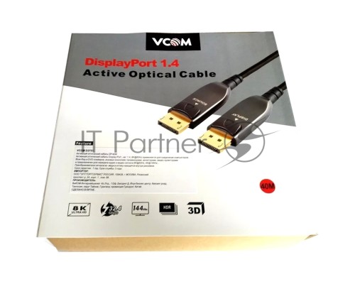 Активный оптический кабель VCOM D3751-40M DP1.4 32GBs/8K@60Hz 40м <D3751-40M>