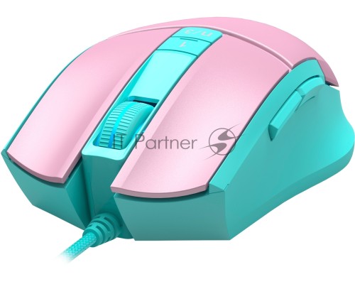 Мышь проводная A4Tech Bloody L65 Max розовый/голубой, 12000 dpi, USB, кнопки - 7