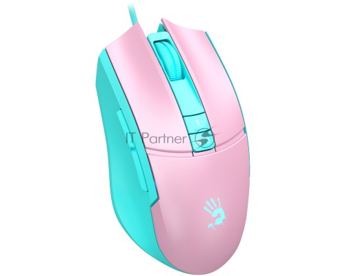 Мышь проводная A4Tech Bloody L65 Max розовый/голубой, 12000 dpi, USB, кнопки - 7