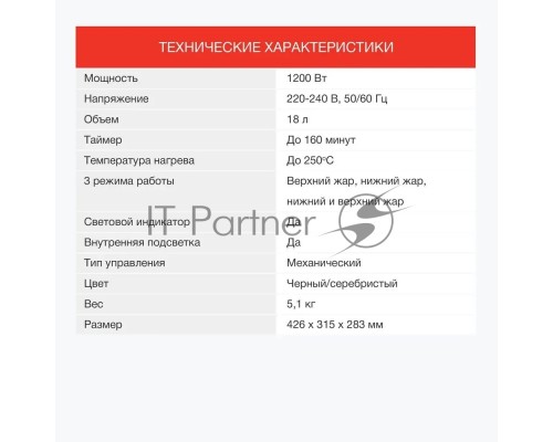 Мини-печь Starwind SMO2044 18л. 1200Вт серебристый