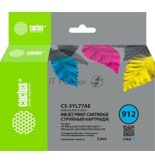 Картридж струйный Cactus CS-3YL77AE 912 голубой (5мл) для HP OfficeJet 8010/8012/8013/8014