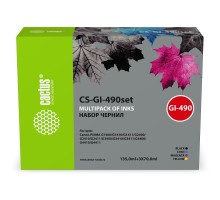 Чернила Cactus CS-GI-490set GI-490 голубой/пурпурный/желтый/черный набор 3x70ml для Canon PIXMA G140