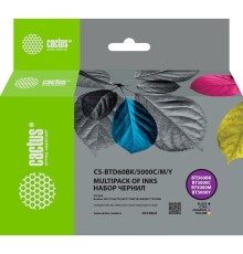 Чернила Cactus CS-BTD60/BT5000set голубой/пурпурный/желтый/черный набор 3x48ml для Brother HL-T4000D