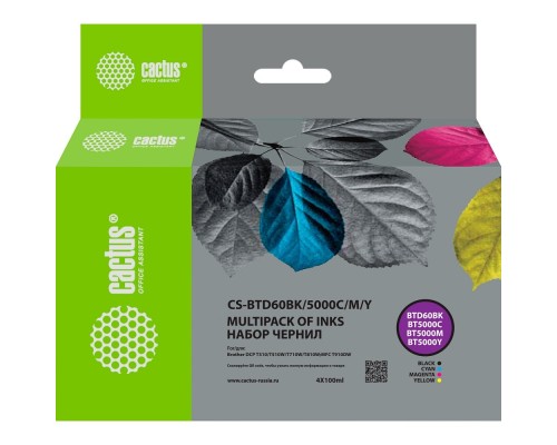 [расходные материалы] Чернила Cactus CS-BTD60/BT5000set голубой/пурпурный/желтый/черный набор 3x48ml для Brother HL-T4000D