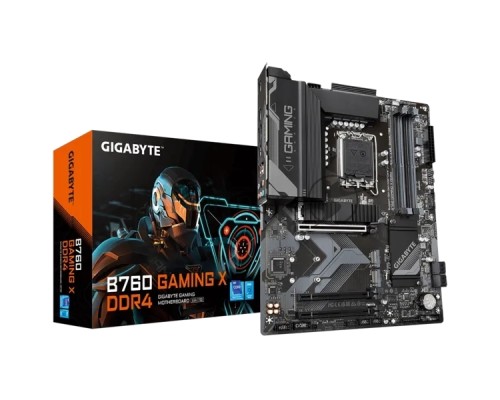 Материнская плата Gigabyte B760 GAMING X DDR4, LGA 1700, Intel B760, 4xDDR4, 4xSATA, 3xM.2, 1xPCI-E 4.0 x16, 2xPCI-E 3.0 x1, 1xHDMI, 1xDP, 1x 2.5Gb LAN, 1xUSB 3.2 Gen 2, 2xUSB-A 3.2 Gen 1, 5xUSB-A 2.0, 6x3.5 мм, 7.1, ATX