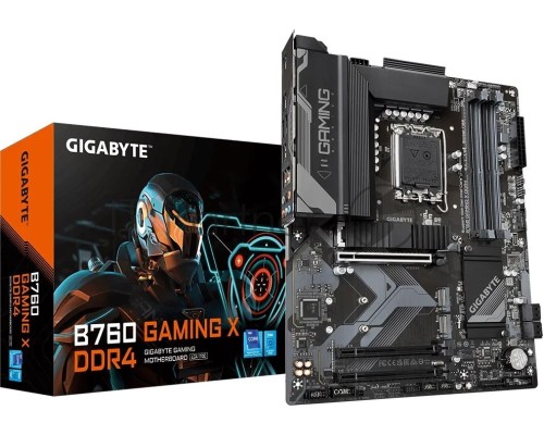 Материнская плата Gigabyte B760 GAMING X DDR4, LGA 1700, Intel B760, 4xDDR4, 4xSATA, 3xM.2, 1xPCI-E 4.0 x16, 2xPCI-E 3.0 x1, 1xHDMI, 1xDP, 1x 2.5Gb LAN, 1xUSB 3.2 Gen 2, 2xUSB-A 3.2 Gen 1, 5xUSB-A 2.0, 6x3.5 мм, 7.1, ATX