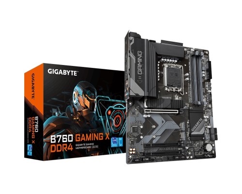 Материнская плата Gigabyte B760 GAMING X DDR4, LGA 1700, Intel B760, 4xDDR4, 4xSATA, 3xM.2, 1xPCI-E 4.0 x16, 2xPCI-E 3.0 x1, 1xHDMI, 1xDP, 1x 2.5Gb LAN, 1xUSB 3.2 Gen 2, 2xUSB-A 3.2 Gen 1, 5xUSB-A 2.0, 6x3.5 мм, 7.1, ATX