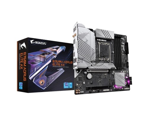 Материнская плата Gigabyte B760M AORUS ELITE AX, LGA 1700, Intel B760, 4xDDR5, 4xSATA, 2xM.2, 1xPCI-E 4.0 x16, 1xPCI-E 4.0 x4, 1xHDMI, 1xDP, 1x 2.5Gb LAN, 1xUSB 3.2 Gen 2, 3xUSB-A 3.2 Gen 1, 4xUSB-A 2.0, 2x3.5 мм, 7.1, Micro-ATX