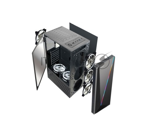 Корпус Ginzzu SL200 FAN Rear 12CM LED  1*USB 3.0,1*USB 2.0,AU Window