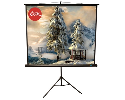 Экран Sakura 200x200см TriScreen 1:1 напольный рулонный белый  111' Matt White (MW), черный корпус