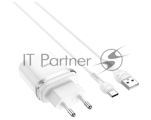 Блок питания (сетевой адаптер) HOCO С12Q Smart QC3.0, кабель Type-C-USB, 5V, 3.0A, белый