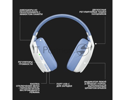 Гарнитура Logitech Headset G435 LIGHTSPEED Wireless Gaming  WHITE - Retail