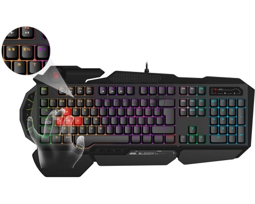 Клавиатура A4Tech Bloody B310N черный USB Multimedia for gamer LED (подставка для запястий) (B310N)
