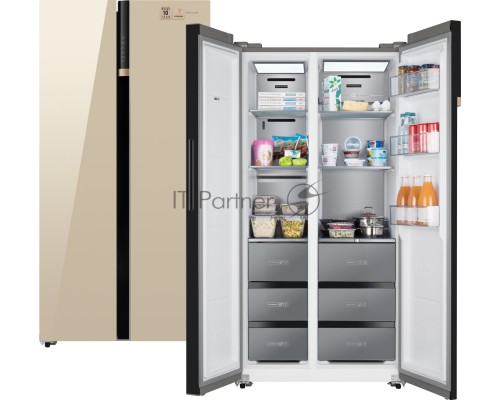 Холодильник Weissgauff Premium Wsbs 590 BeG NoFrost Inverter Premium 2-хкамерн. бежевый глянц.